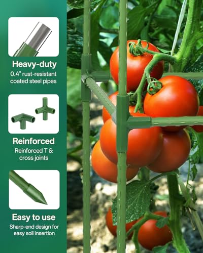 3 Pack Tomato Cage, Up to 47 Inch Adjustable Square Tomato Cages for Pots - size: 3 Pack-47in