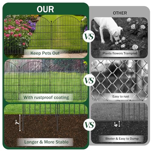 No Dig Garden Fence Panels, Dog Fence Outdoor for Yard, 12 Pack - size: 40in(H) x 29ft(L)
