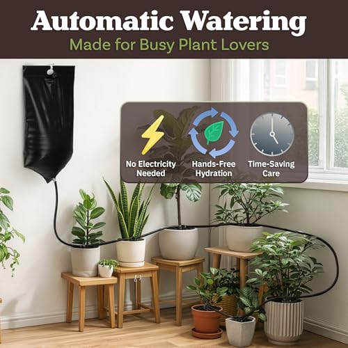 Automatic Plant Waterer Indoor Drip Irrigation System with 2.77Gal Water Bag and 7 Adjustable Drippers for Potted Houseplants, Balcony, or Vacation - Indoor Plant Watering Devices by Pure Garden