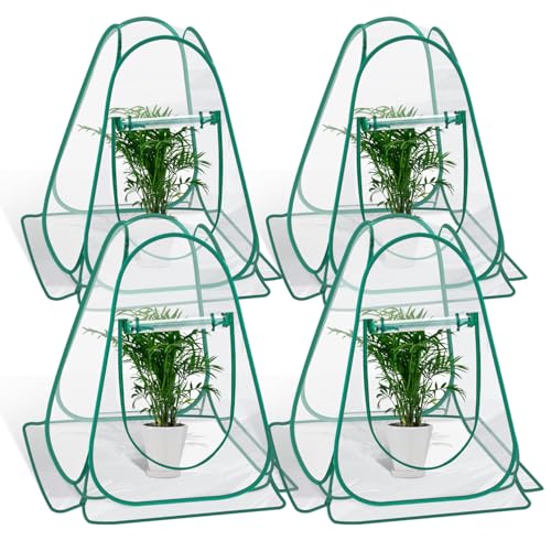 Pop Up Greenhouse Cover, Mini Greenhouse PVC Gardening Plant 4-Pack, Portable Small Green House for Indoor Outdoor, Sunshine Room Backyard Flow - style: 4 Pack