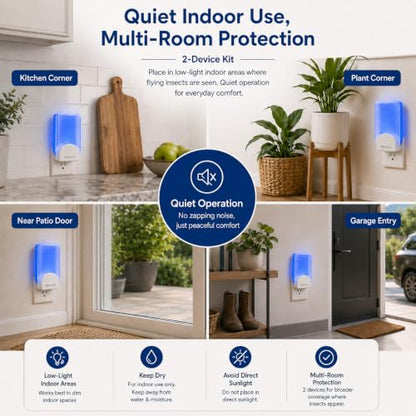 Plug-in Flying Insect Trap for Gnats & Fruit Flies, 2 Devices + 10 Refills - size: 2 Devices + 10 Refills