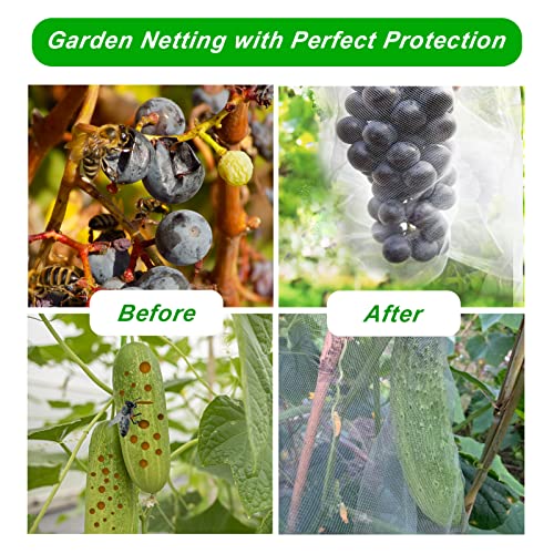 2 Pack 10X30FT Garden Netting, Garden Netting for Raised Beds, Ultra Fine Insect Netting for Vegetable Flowers Fruits, Garden Mesh Plant Cover Row Cover Barrier Protection Net for Birds - size: 10X30FT-2pack