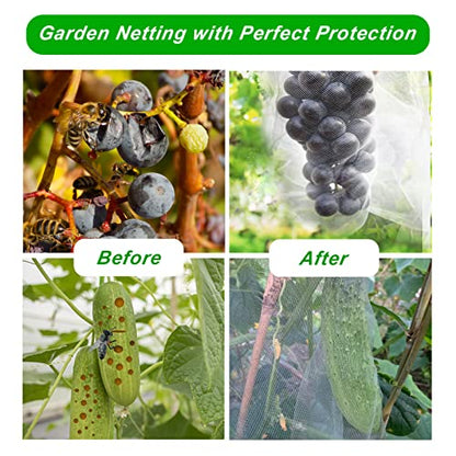 Garden Netting, 2 Pack 10X39.3FT Ultra Fine Insect Netting for Vegetable Flowers Fruits, Garden Mesh Plant Cover Row Cover Barrier Protection Net for Birds, Garden Netting for Raised Beds - size: 10X39.3FT-2Pack