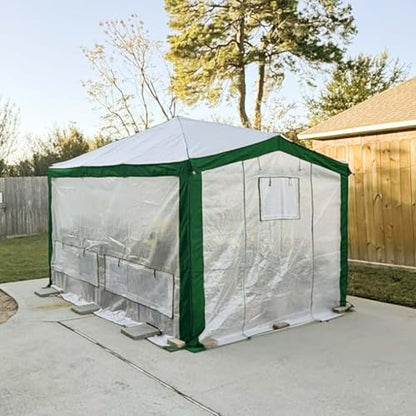 EAGLE PEAK 12x8 Walk in Pop Up Greenhouse, Support Pole, Green/White - color: Green/White, size: 12x8