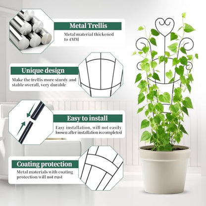 4 Pack 30'' Large Metal Plant Trellis for Climbing Plants, - color: Black-4pcs