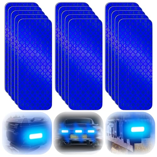 PHIXBEAR 20 Pcs Super Reflection Reflective Stickers, Blue, Safety Reflective Tape for Car, Bike, Mailbox, Helmet, Outdoor, Waterproof, 3.15" X 1.18" - color: Blue