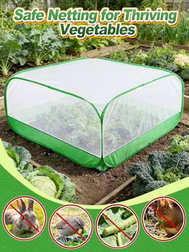 Pop Up Garden Netting for Square Raised Beds, 3.3'L x 3.3'W x 1.65'H
