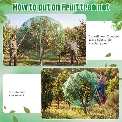 24 x 24 Ft Extra Large Fruit Tree Netting Cover with Zipper and Drawstring, Insect Bird Barrier Netting for Garden Protection, Keep Birds Squirrels Cicadas and Small Fly Out - size: 24 x 24 ft