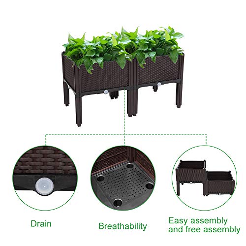 Raised Garden Beds, Planter Box, Self-Watering Plastic Planter for Indoor Outdoor Vegetables, Fruits, Potato, Flowers (2 Pcs) - size: 2 Pcs