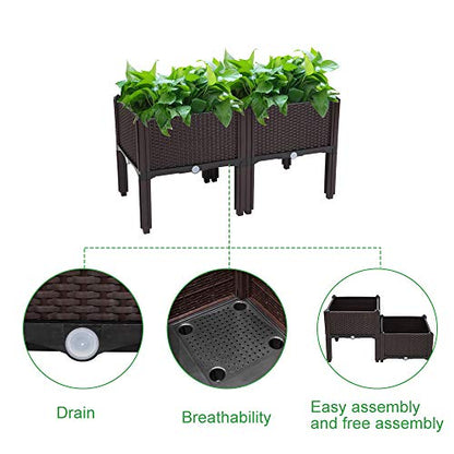 Raised Garden Beds, Planter Box, Self-Watering Plastic Planter for Indoor Outdoor Vegetables, Fruits, Potato, Flowers (2 Pcs) - size: 2 Pcs