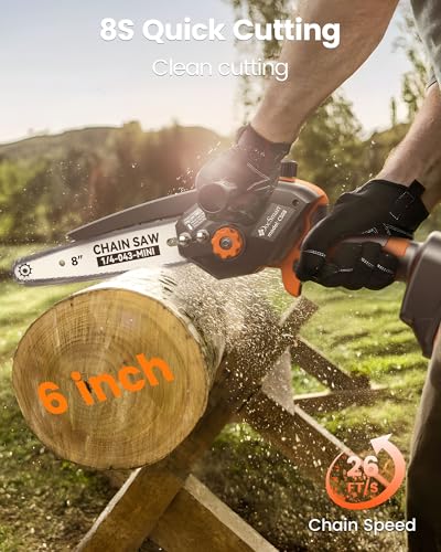 Mini Chainsaw with 1500W Brushless Motor, Electric Saw for Wood Cutting - color: Light Orange