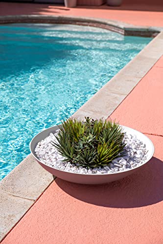 Veradek Mason Series Lane Bowl - Large Outdoor Bowl Planter - color: White, size: 8"H x 32"DIA