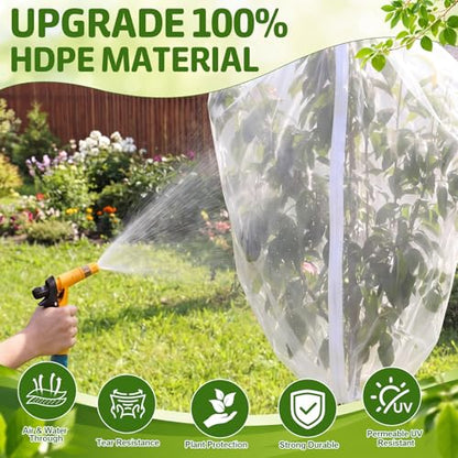 6 Pack Fruit Tree Netting Bags with Zipper and Drawstring, 4 x 6 ft