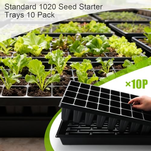 RooTrimmer 10 Pack 1020 Seed Starter Trays and 10 Pcs 40 Cell Plug Trays, Thick Durable Seedling Plastic Nursery Tray for TD542 1020 Tray Germination (10 Sets) - size: 40 Cells