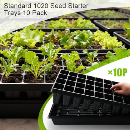 RooTrimmer 10 Pack 1020 Seed Starter Trays and 10 Pcs 40 Cell Plug Trays, Thick Durable Seedling Plastic Nursery Tray for TD542 1020 Tray Germination (10 Sets) - size: 40 Cells