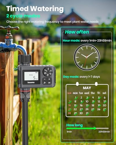 Outdoor Garden Hose Faucet Timers, Programmable Water Sprinkler Timer with Rain Delay/Manual/Automatic Drip Irrigation and Lawn Watering System for Yard, 1 Outlet - color: Black, size: 1 Outlet
