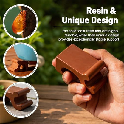 6 Packs Plant Risers, 1.5 Inch Tall Durable Resin Plant Pot Feet for Outdoor & Indoor Planters, Frost Proof Flower Elevators for Garden, Lawn, Patio