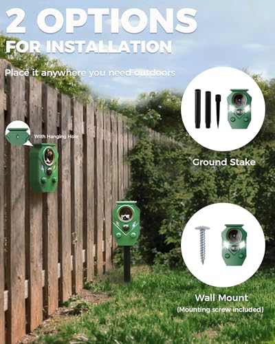 Solar Animal Repellent Outdoor, Ultrasonic Cat Repellent Outdoor, IP65 Waterproof Deer Repellent Deterrent Squirrel Racoon Skunk Rabbit, Dog Repellent for Yard Garden Lawn with PIR Sensor - size: 1 PACK