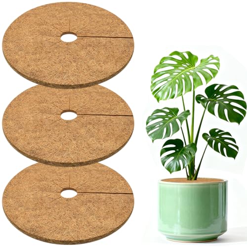 ZeeDix 14 Inch Coconut Fiber Tree Ring Mulch Mat, 3 Pack Tree Mulch Ring - color: 3 Pack, size: 14 Inch