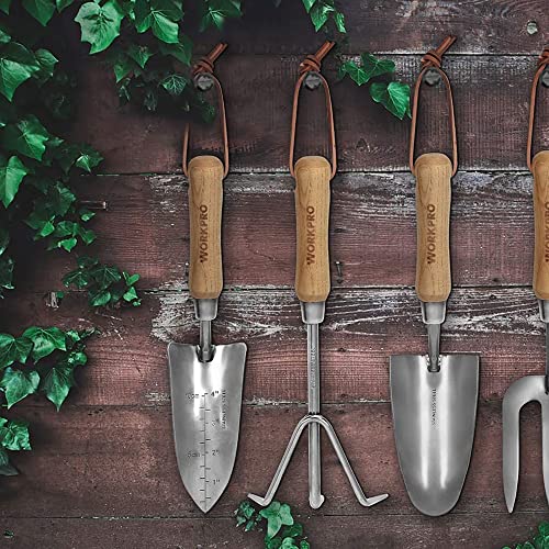 WORKPRO W005010WE 4 Piece Garden Tool Set – Heavy-Duty Stainless Steel, Includes 4 Hand Tools (1 Kit)