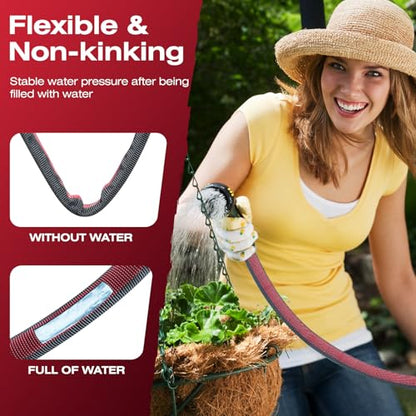 Flexible Lightweight Garden Hose 15 FT - color: Gray/Red, size: 15 FT