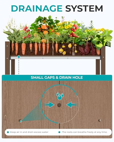 SERWALL Raised Garden Bed with Legs-Brown - color: Brown, size: 1 pack