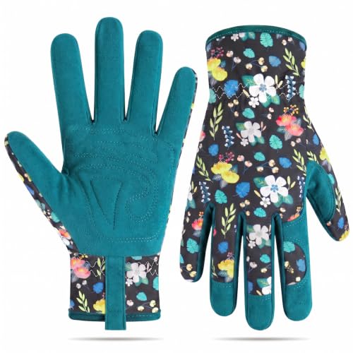 Baidast Gardening Gloves for Women, Breathable Leather Garden Gloves with Grip, Thorn Proof Work Gloves - color: Women(medium)-blue