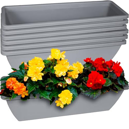 6 Pcs 24 inch Window Box Planter, Large Rectangular Flower Planter Boxes with Shelf Insert Plastic for Indoor and Outdoor Garden, Balcony Home Decor (6, 24 inch)
