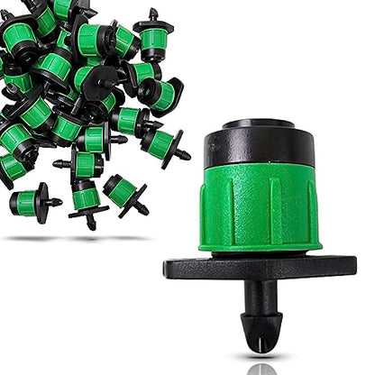 (50-Pack) - 1/4" Inch 360 Degree Drip Emitter On 6" Stake Sprayer Adjustable Flow 0-20 GPH, Fits 1/4 (4-6mm) Irrigation Tubing - Micro Bubbler Drippers for Drip Irrigation (50 Pack Dripper on Barb) - color: 50 Pack Dripper on Barb