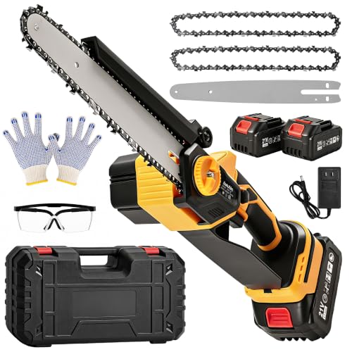 Mini Chainsaw Cordless 8'', Brushless Small Chainsaw for Home - color: Lemon Yellow, size: 8inch