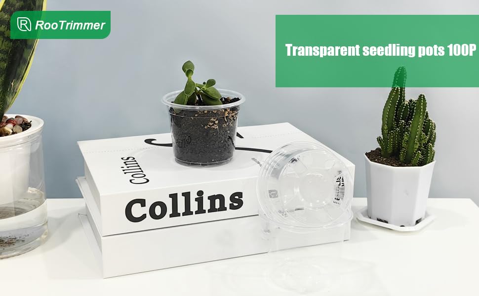 RooTrimmer Clear Seedling pots 100-Pack 3.2 Inches Round for Seeds Starter Pots, Seeds Germination Transparent Clean Pots with Drainage Holes(100 Pcs, 3.14Inch) - size: 3.2Inch 100P