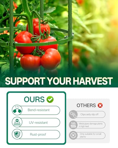 3 Pack Tomato Cage, Up to 59 Inch Adjustable Metal Tomato Cages for Garden - size: 3 Pack-59in