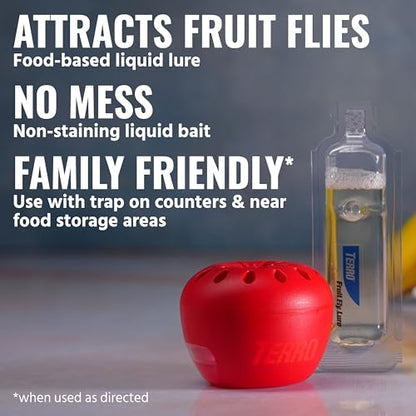 TERRO Fruit Fly Trap Refills, 4 Pack Liquid Bait Replacement for Home - size: 4 Lure Refills