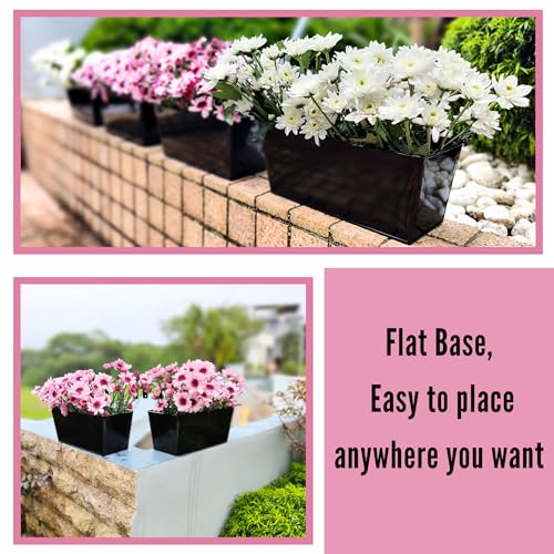 LaLaGreen Hanging Rail Planter (16 in, 5 Pack) Black Metal Deck Fence Pots