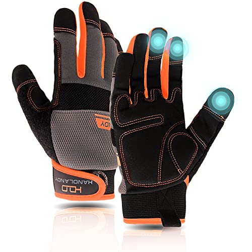 AIGEVTURE Work Gloves Men Work Gloves for Men Women Touch Screen,Thin Mechanic Working Gloves Lightweight - color: Orange, size: Small (Pack of 1)
