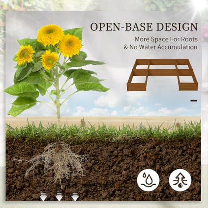 Outsunny 7.5 x 7.5ft DIY Raised Garden Bed, Large Wooden Planter Box, Brown - color: Brown, size: 7.5' x 7.5'