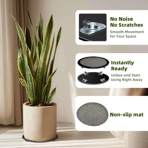 10inch Plant Stand with Wheels , 10" Black Plant Caddy Indoor - size: 10 inch Round