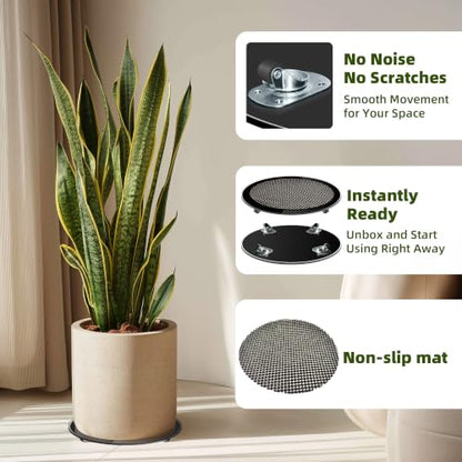10inch Plant Stand with Wheels , 10" Black Plant Caddy Indoor - size: 10 inch Round