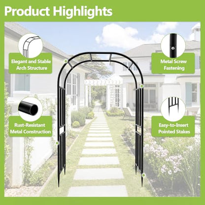 Heavy Duty Garden Arch Arbor Trellis 94.5" H*63" L(16MM Pipe) - size: 94.5"(H)*63"(L)*16(W)