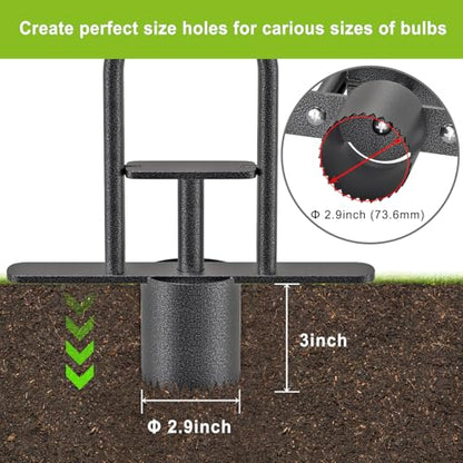 Dolibest Sod Plugger Tool, Grass Plugger Tool with Dual Pedals & Foot Ejector, Bulb Planter W/Sharp Serrations and Non-Slip Soft Grip Handle, for Lawn Planting Bulbs and Grass Repair, Easy Assembly - color: Black F- 3'' depth