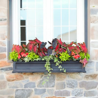 Mayne Fairfield 60in Self-Watering Rectangular Window Box Planter, Black - color: Black, size: 60in