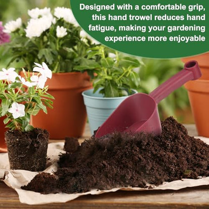 M METERXITY 2-Pack Garden Shovel Trowel Hand Shovels, 28.5cm/11.22 Inch Plastic Gardening Tools for Digging, Transplanting, Soil Loosening and Planting, Ergonomic Handle [Wine Red] - color: Wine Red, size: Medium