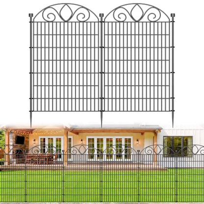 No Dig Garden Fence Outdoor for Yard, 10 Panels - size: 48 in(H) X 23.6 ft(L)