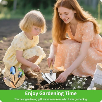 Garden Tool Set, 3 Pieces Gardening Kit with Garden Plant Twist Tie and Plastic Plant Tag, Stainless Steel Heavy Duty Garden Tools with Wooden Handle, Gardening Gifts for Women - style: 3PC(Trowel&Transplanter&Cultivator)