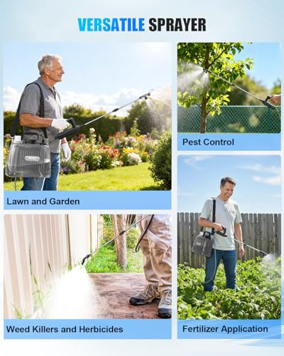 Battery Powered Sprayer 2 Gallon, Electric Weed Sprayer with 3 Adjustable Pressure Levels, 4 Nozzles & Extendable Wand, Rechargeable Garden Sprayer for Yard, Lawn, Plants & Fertilizer - color: Black
