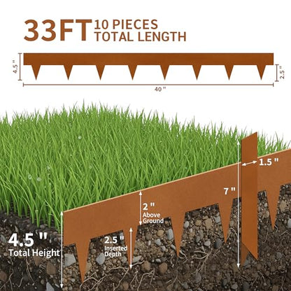 Worth Garden 10-Pack 4.5"x40" Metal Landscape Edging 33' Landscaping Border - color: Powder-Coated Rust