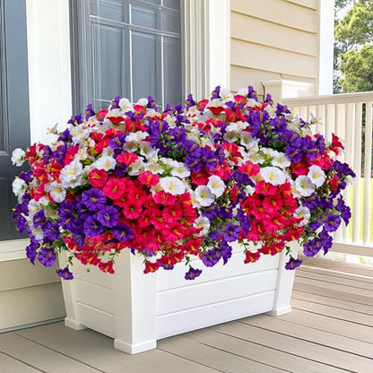 AXYLEX Artificial Morning Glory Outdoor, 16 Bundles Fake Flowers (Multi) - color: Multi16pcs - White+red Pink+purple