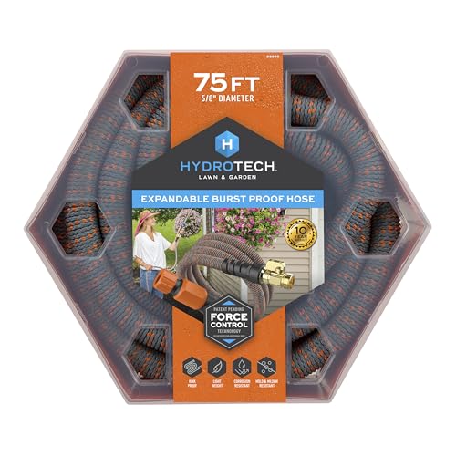HydroTech 75 ft Expandable Burst-Proof Garden Hose, 5/8 in Diameter - size: 75 Feet