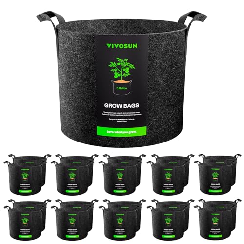 VIVOSUN 20-Pack 5 Gallon Plant Grow Bags Fabric Pots with Handles - size: 5 Gallons, style: 20-Pack