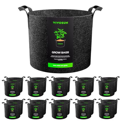 VIVOSUN 20-Pack 5 Gallon Plant Grow Bags Fabric Pots with Handles - size: 5 Gallons, style: 20-Pack